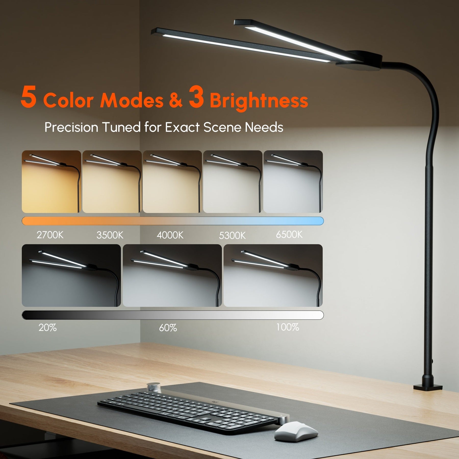 Dual-Head Clamp Desk Lamp product image 3